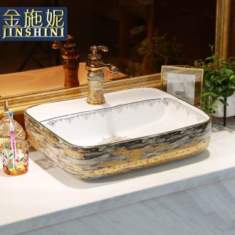 European golden marble ceramic lavatory basin square contracted household toilet lavabo art on stage