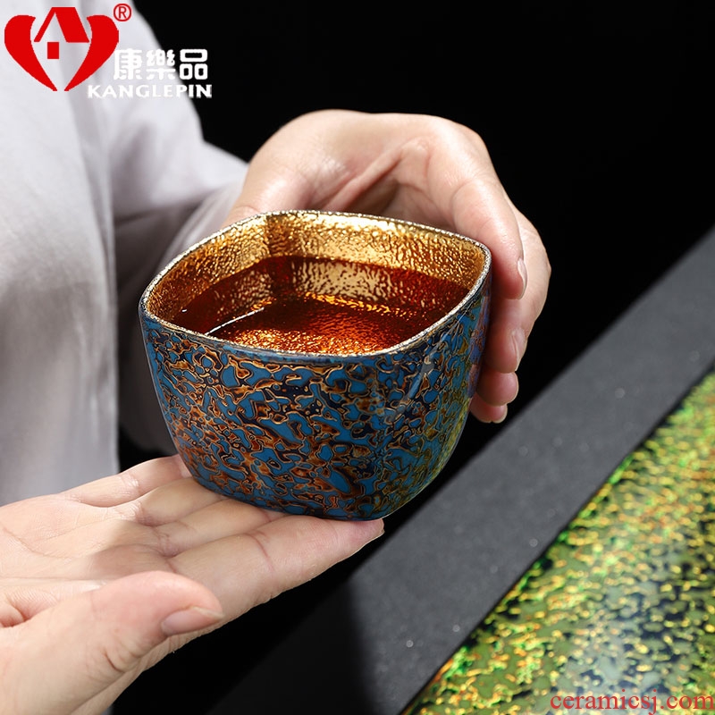 Recreational product lacquer tea pure manual Chinese lacquer violet arenaceous gold cup of kung fu tea cup single master cup ceramic gifts