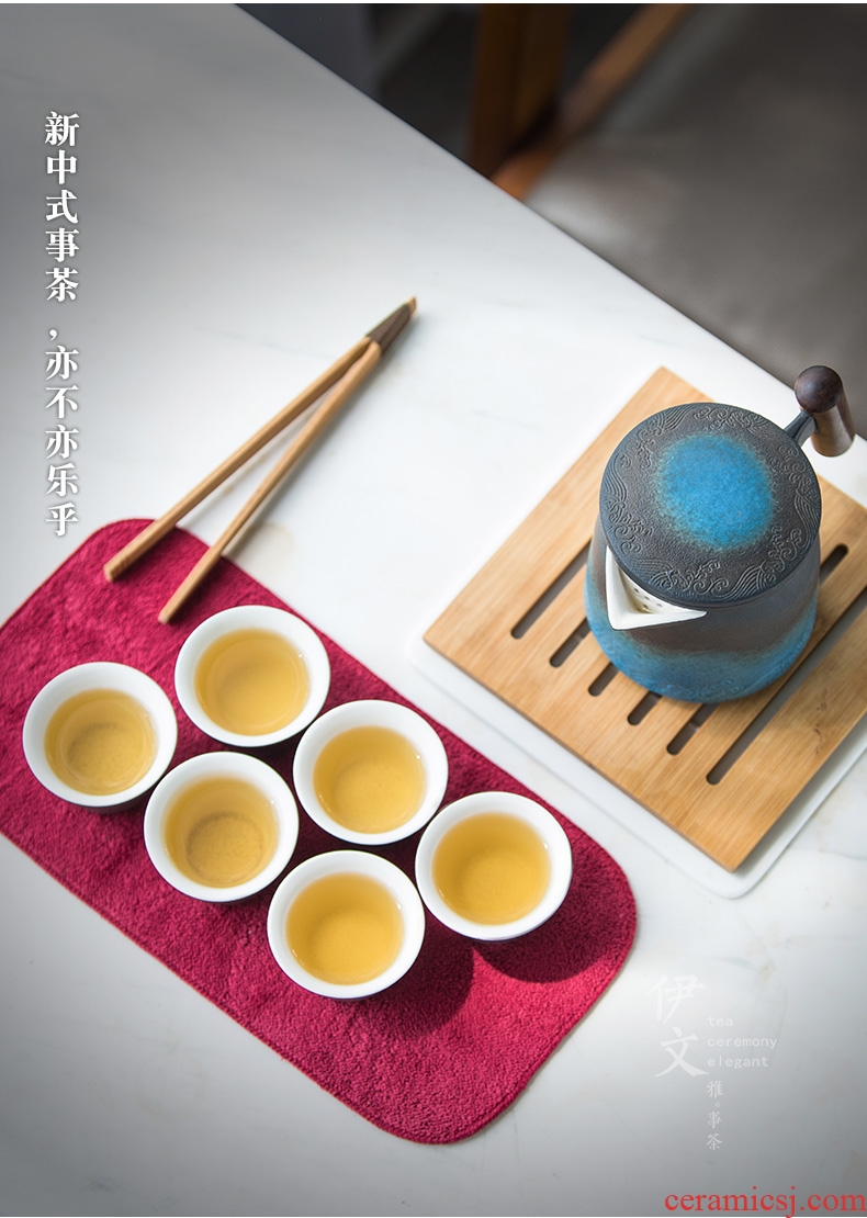 Evan ceramic travel kung fu tea sets portable teapot contracted outdoor crack cup a pot of six glasses