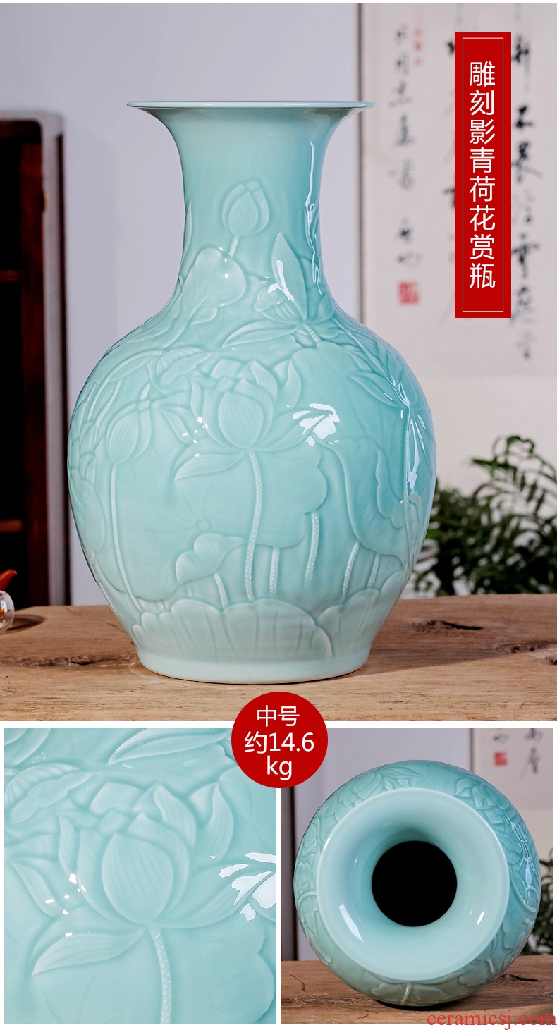 Jingdezhen chinaware big vase manual hand - made peony flower arranging new Chinese style living room TV cabinet decoration furnishing articles - 605690839550