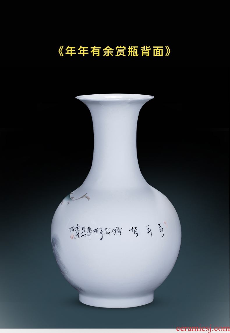 Jingdezhen famous master hand made lotus ceramics vase furnishing articles of new Chinese style decorates porch sitting room big furnishing articles