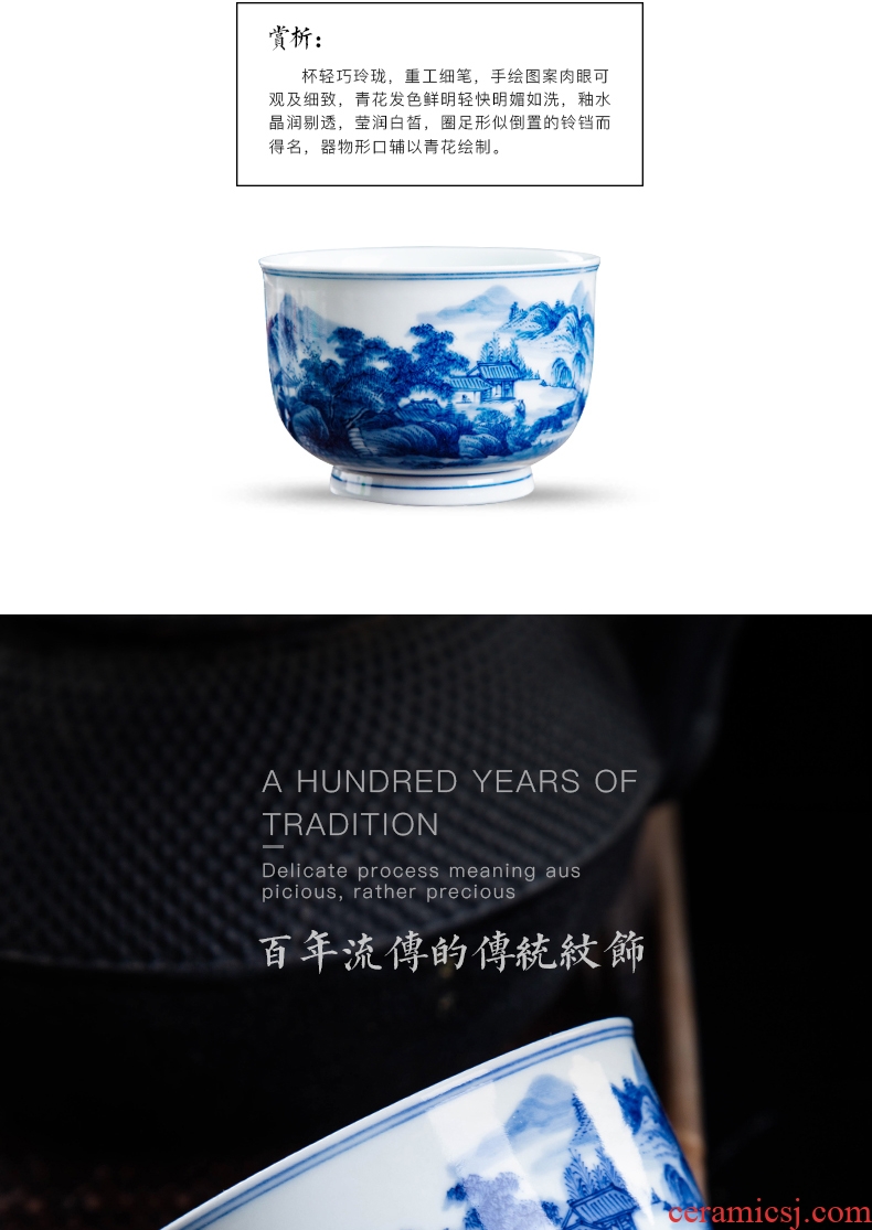 Ceramic kung fu masters cup hand-painted porcelain cups landscape sample tea cup all hand heavy jingdezhen tea single cup