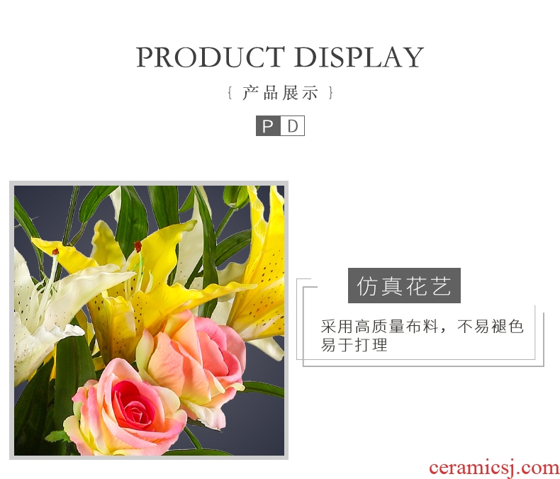I and contracted ceramic sitting room TV cabinet table creative household dry flower arranging flowers simulation flower vases, decorative furnishing articles
