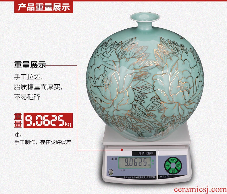 Jingdezhen chinaware big vase manual hand - made peony flower arranging new Chinese style living room TV cabinet decoration furnishing articles - 590025704236