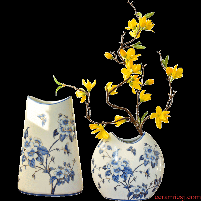 Murphy jingdezhen classical crescent ceramic vases, new Chinese style living room show soft adornment flower arranging, furnishing articles