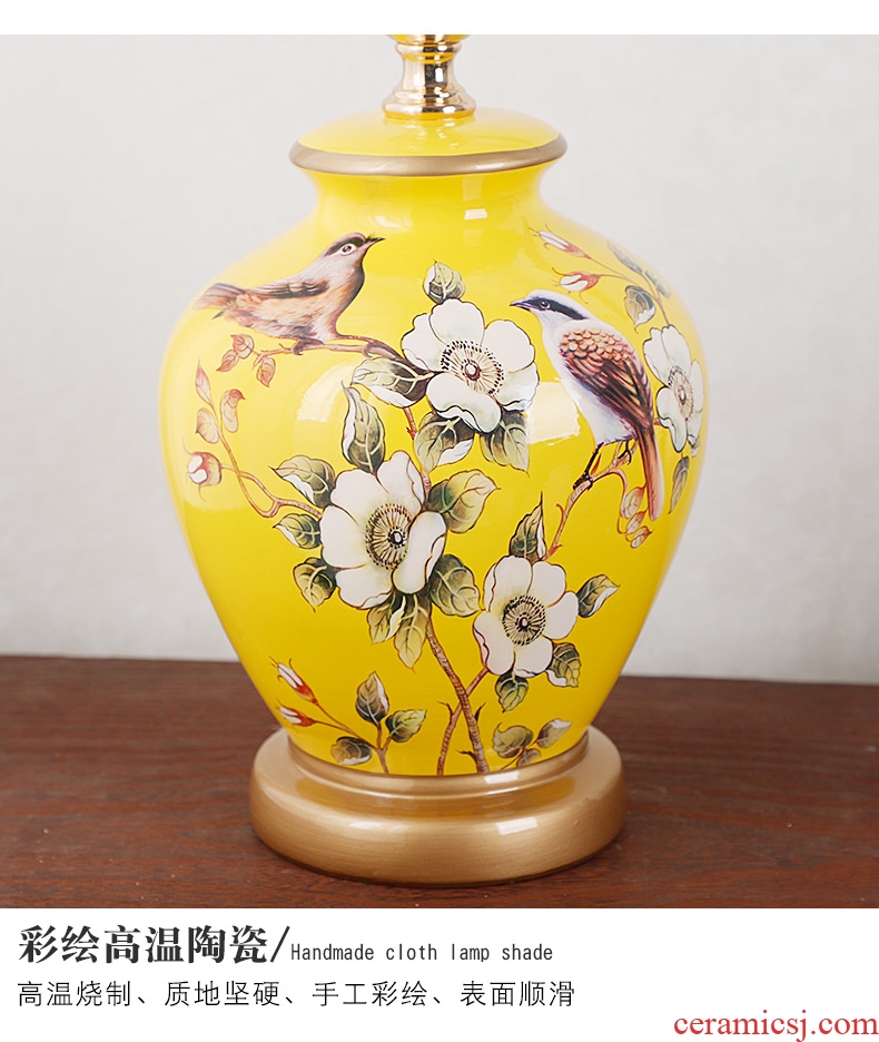 Ceramic lamp American bedroom living room study of new Chinese style restoring ancient ways European - style decorative lamps and lanterns is I warm bedside lamp