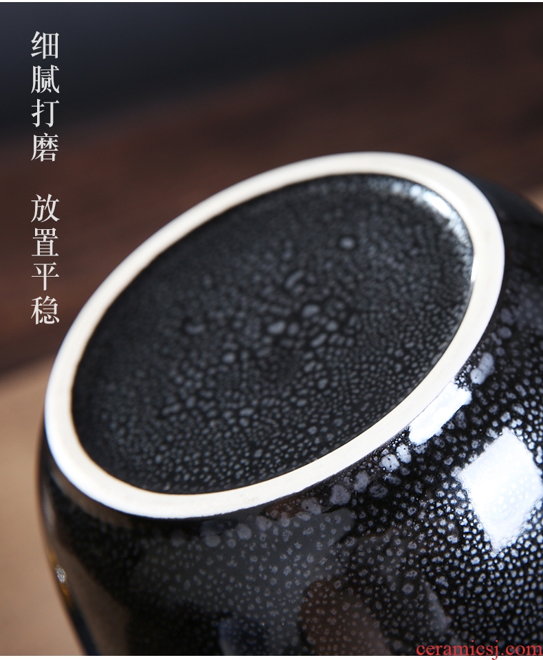 Auspicious edge caddy fixings ceramic large red glaze, a kilo is installed seal storage POTS of tea packaging household