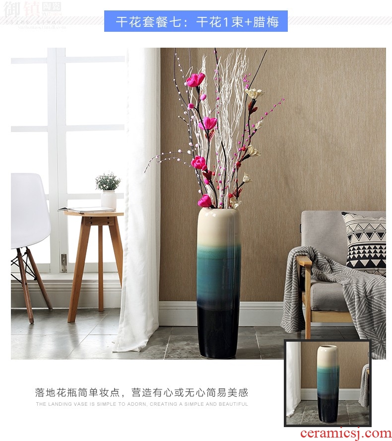 Jingdezhen ceramic painting the living room the French antique blue and white porcelain vase qingming festival furnishing articles furnishing articles - 595227710745 hotel decoration