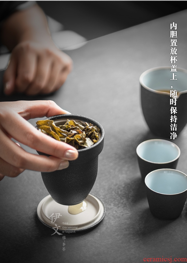 Evan ceramic portable kung fu tea set contracted to crack a pot of three outdoor travel ceramics