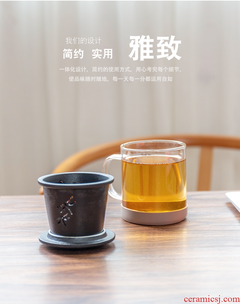 Glass ceramic filter tea cup with lid office keller household ultimately responds kongfu tea cups water