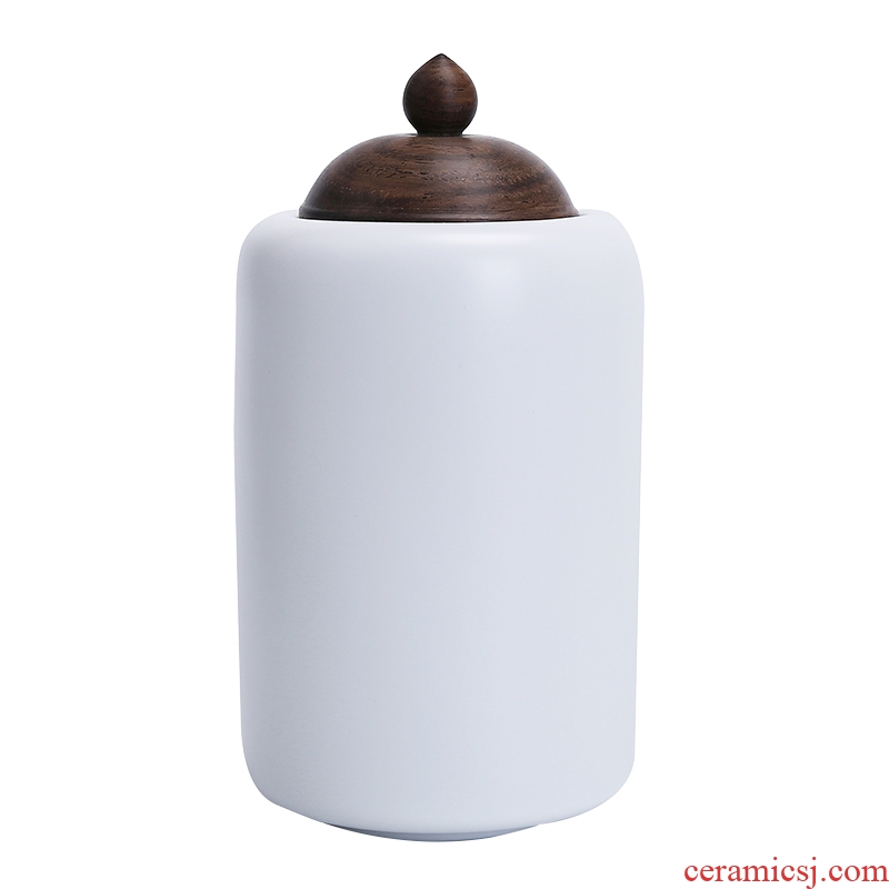 Auspicious caddy ceramic white small portable sealed tank lid ebony receives red POTS of household