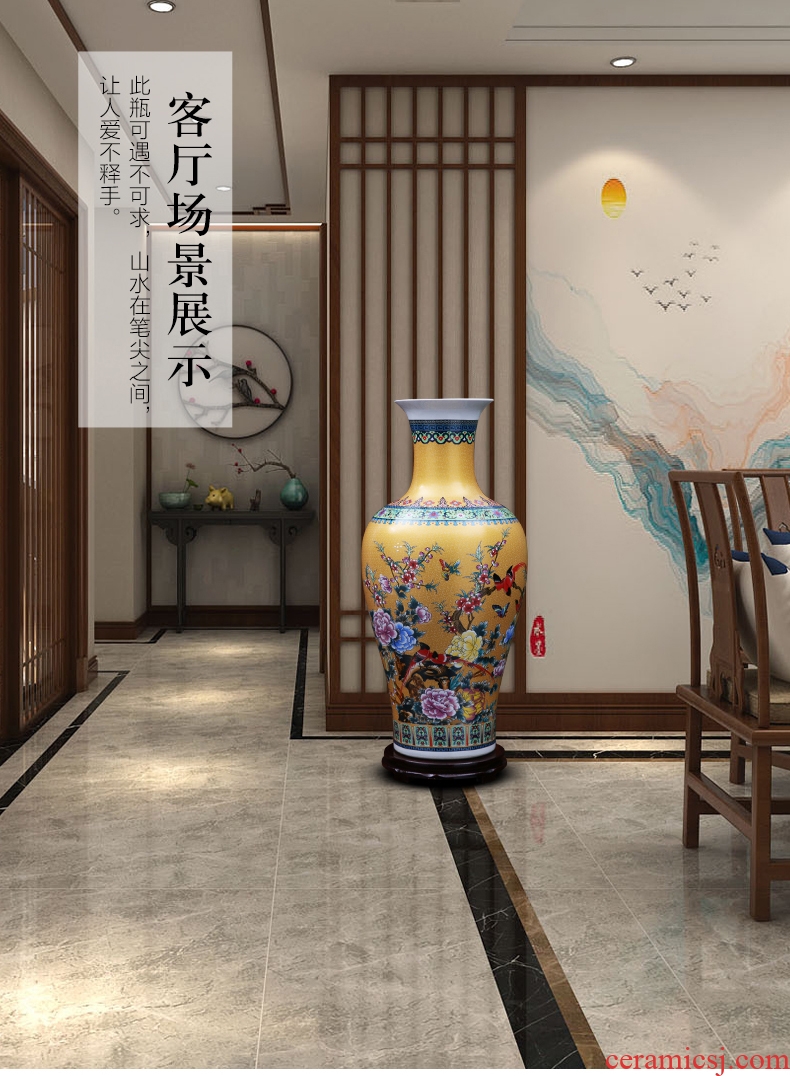 Jingdezhen ceramics of large vases, large crystal glaze peony hotel villa sitting room adornment is placed - 598850284935