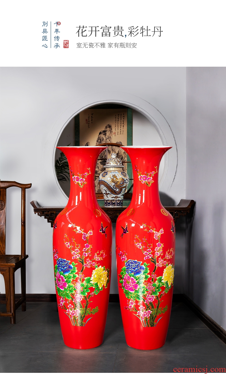 Jingdezhen ceramic vase large landing hand - made jiangnan spring quiver hotel flower arrangement sitting room adornment furnishing articles - 3781458584