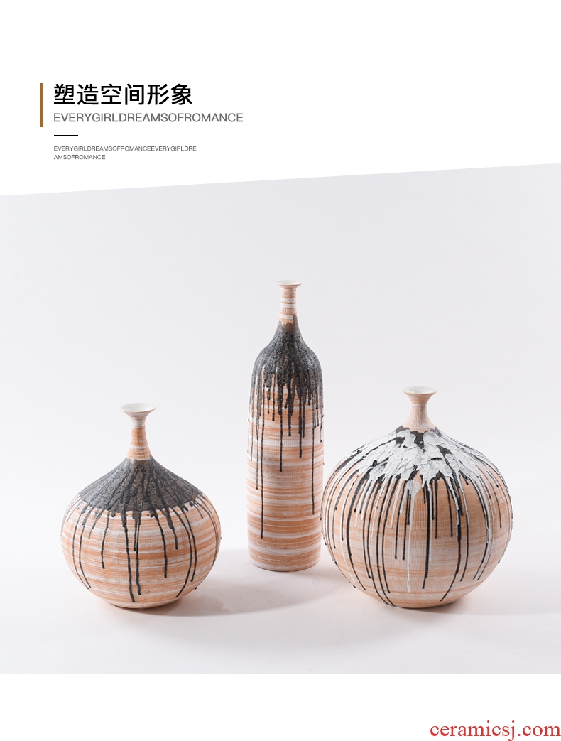 Contracted and modern new Chinese pottery vase home furnishing articles hotel club house sitting room porch flower arrangement - 600947398059