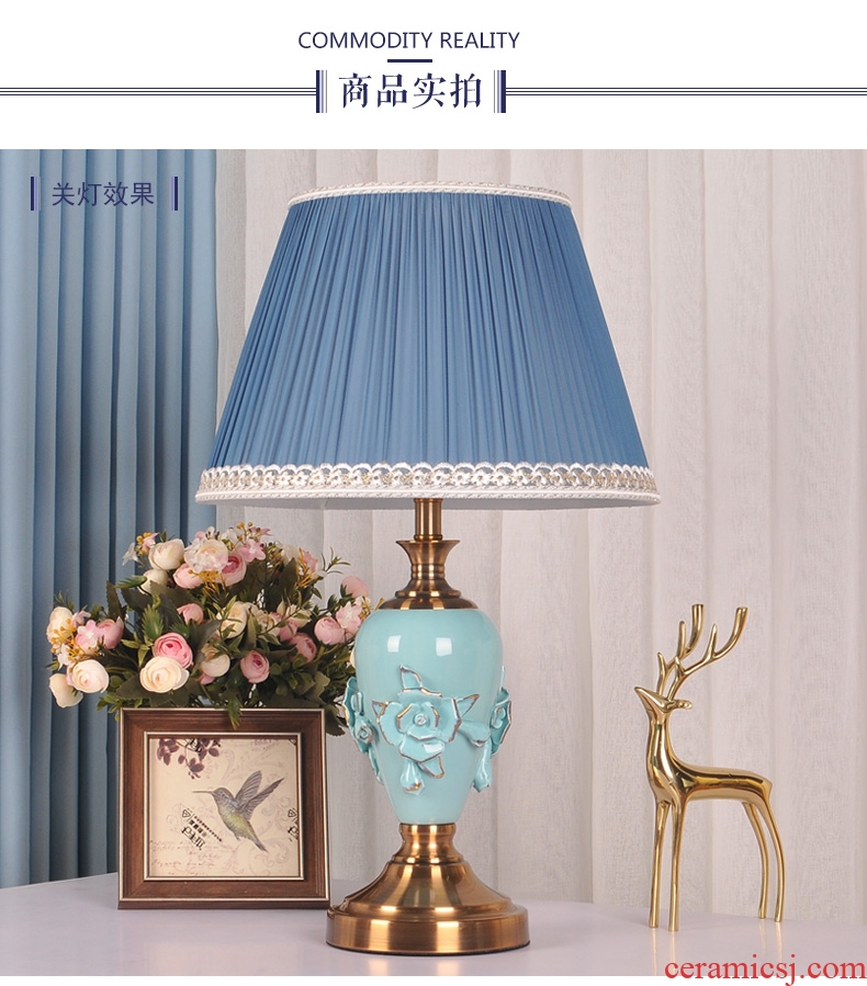 Decorative lamp I and contracted American ceramic warm move of bedroom the head of a bed warm light romantic home dimming control