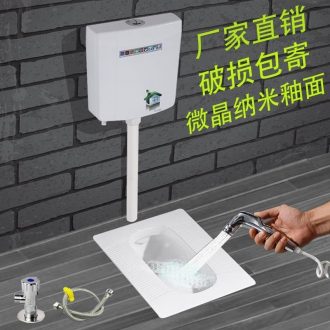 The Household crouchs implement crouch hole type flush water tank of a complete set of ceramic big toilet deodorization toilet bowl squat toilet