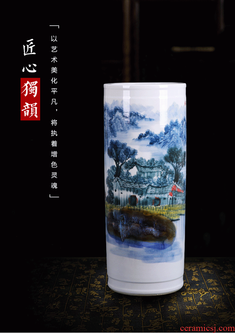 Jingdezhen ceramic of large vases, antique hand - made famille rose blooming flowers, goddess of mercy bottle of large vase - 591909522275