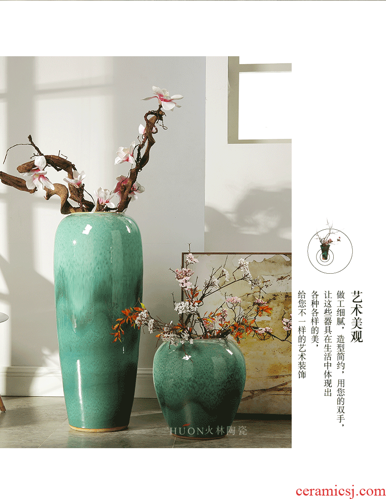 Ceramic vases, flower arrangement sitting room place I and contracted retro dry flower of large European jingdezhen porcelain pot - 583504629295