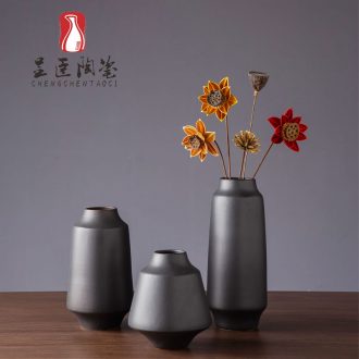 Sitting room is contracted, black ceramic vase modern flower arrangement porch place jingdezhen bedroom adornment dried flower vase