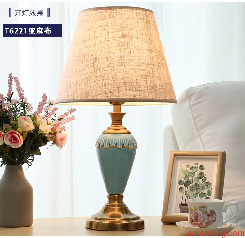 American lamp decoration wedding room desk lamp of bedroom the head of a bed warm light ceramic contracted and I creative fashion sweet got connected