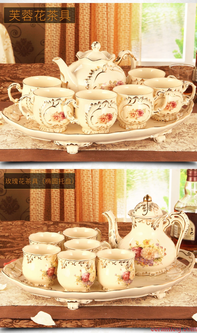 Vatican Sally 's European ceramic tea set with tray was home English afternoon tea cup suit small key-2 luxury