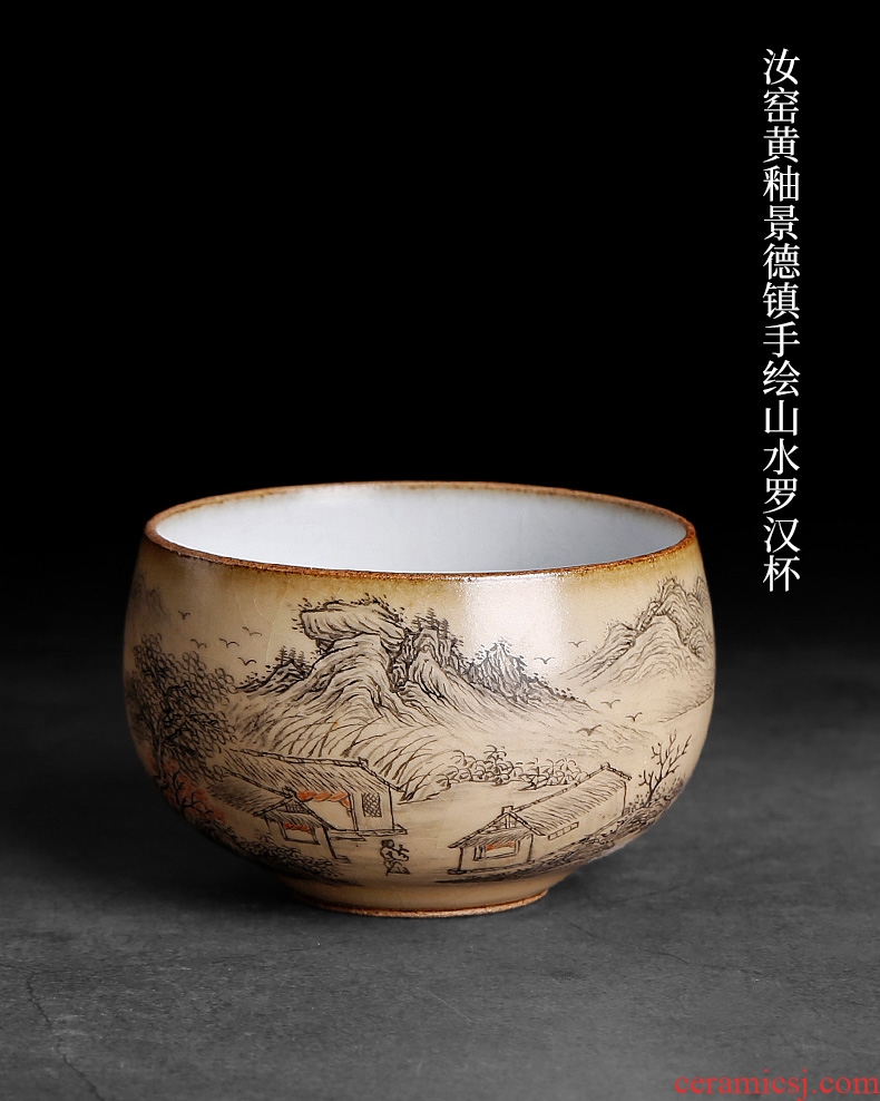 Your kiln individual cups sliced open cups can raise jingdezhen ceramic hand-painted master tea cup single character, pure manual