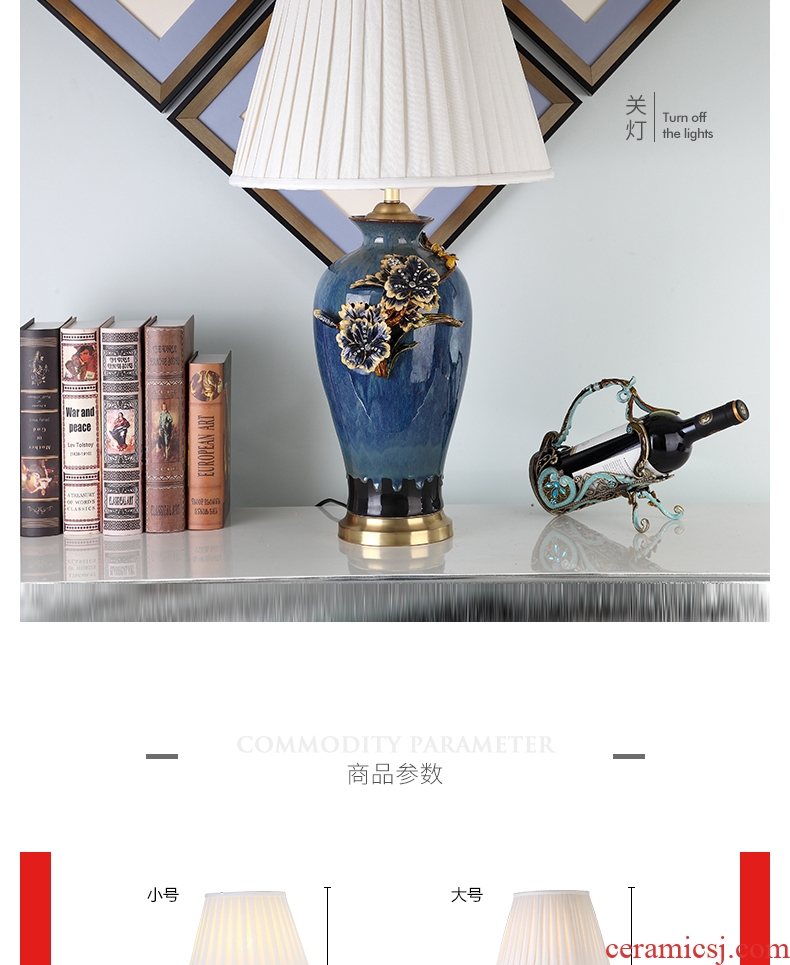 New Chinese style colored enamel lamp sitting room luxury type copper all ceramic lamp is acted the role of creative villa of bedroom the head of a bed