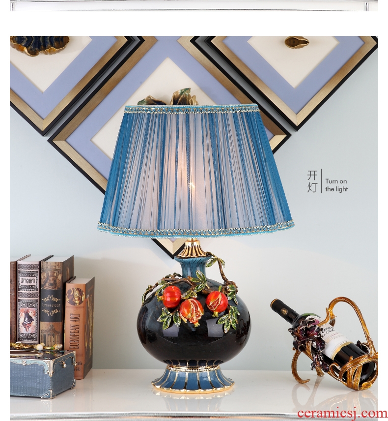 New Chinese style living room colored enamel porcelain lamp American luxury european-style creative villa lighting lamps and lanterns of bedroom the head of a bed