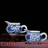 Large white porcelain tureen ceramic cups three finger bowl of blue and white kunfu tea tea accessories hand-painted ceramic cup