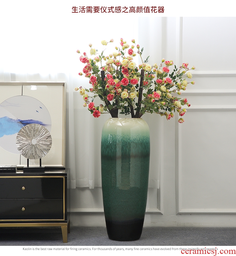 Furnishing articles of jingdezhen ceramics archaize big flower wearing Chinese style living room vase of blue and white porcelain hotel decoration - 596375783516