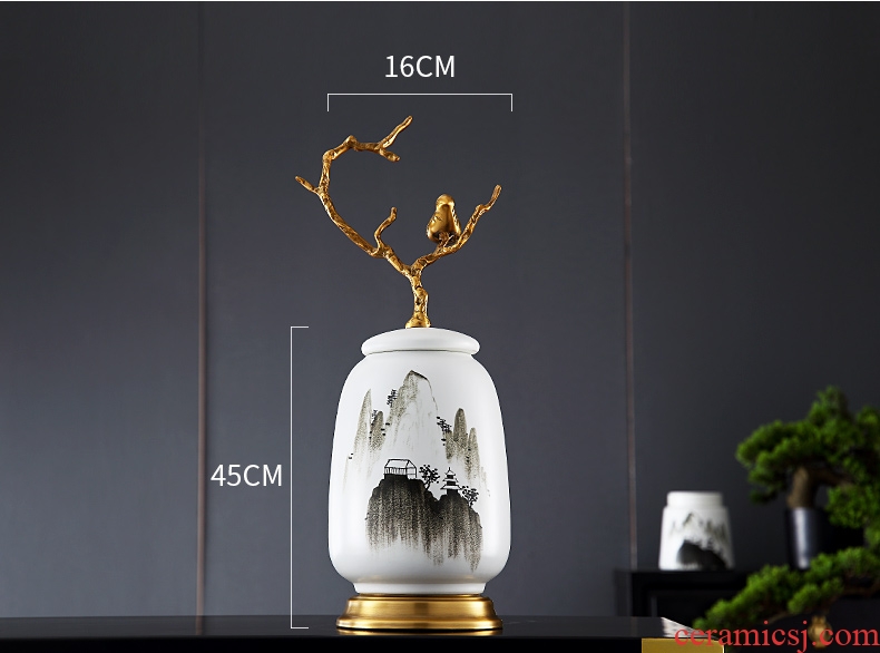 Lamp act the role ofing furnishing articles form a complete set of new Chinese style ceramic vases, cut all of I and contracted copper art hand - made decorative landscape