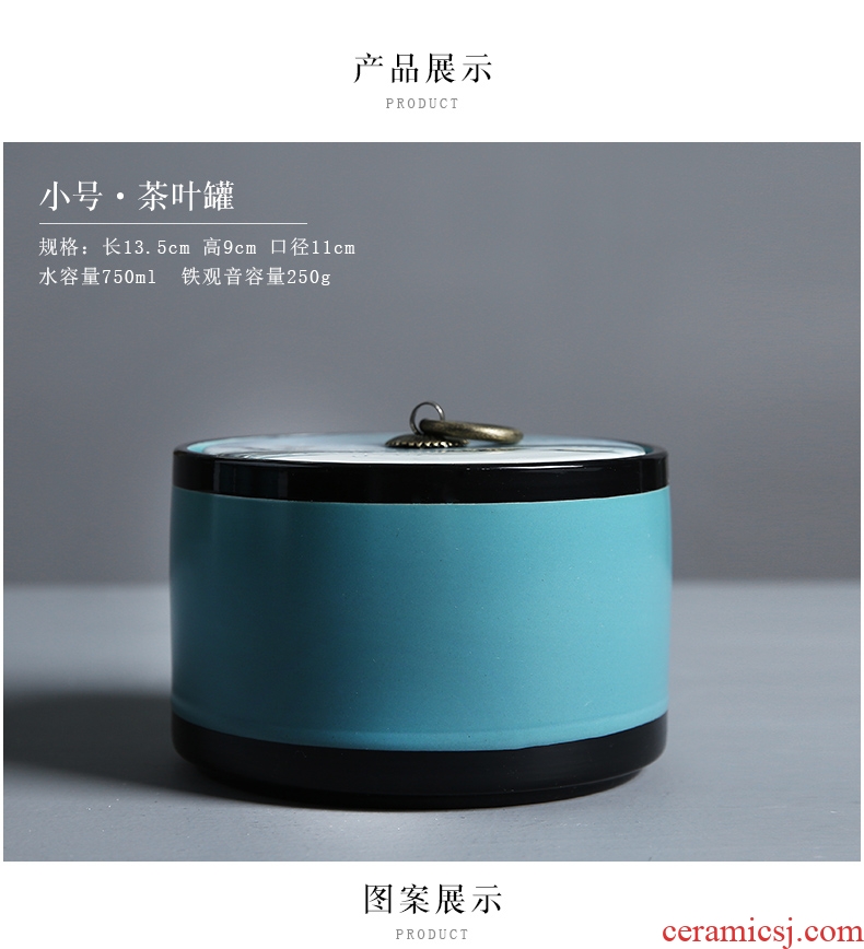 Auspicious edge caddy ceramic medium, tassel Chinese wind restoring ancient ways seal POTS home tea POTS