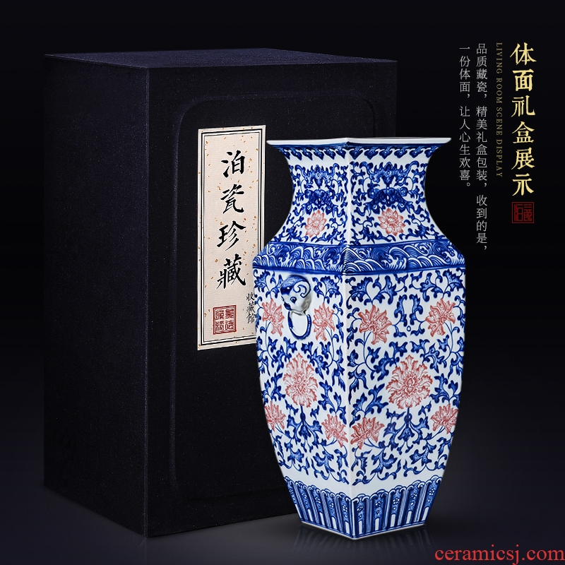 Jingdezhen ceramics big table vase in the sitting room porch Chinese style household adornment handicraft furnishing articles TV ark