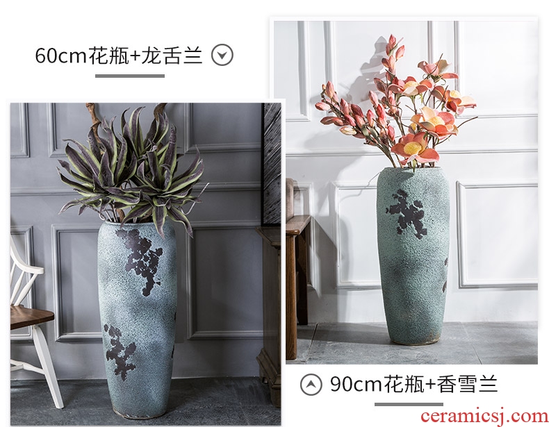 Jingdezhen blue and white ceramics hand - made peony landing big vase home sitting room adornment hotel furnishing articles - 594245104185