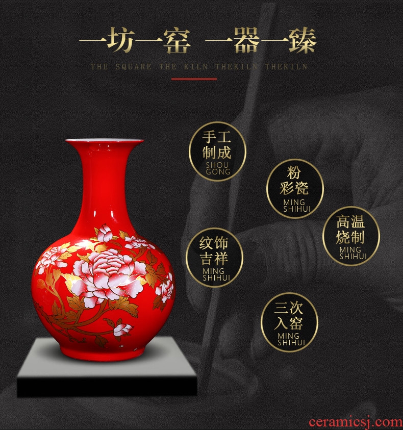Jingdezhen ceramics live figure ground gourd vases large feng shui living room home furnishing articles - 603969189920