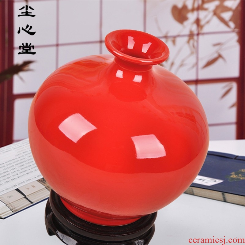 Chinese red dust heart of jingdezhen ceramics archaize color glaze vase pomegranate modern vogue to live in a new bottle