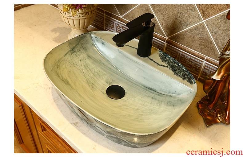 The stage basin of jingdezhen ink retro square table face basin of single toilet ceramic art basin sink