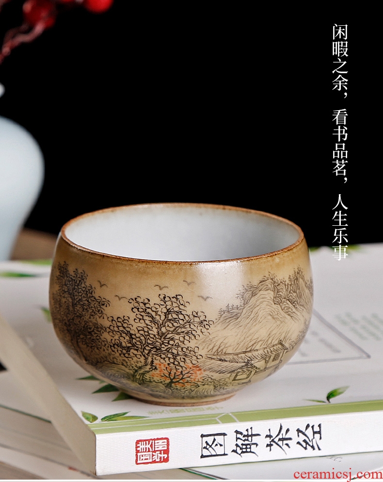 Your kiln individual cups sliced open cups can raise jingdezhen ceramic hand-painted master tea cup single character, pure manual