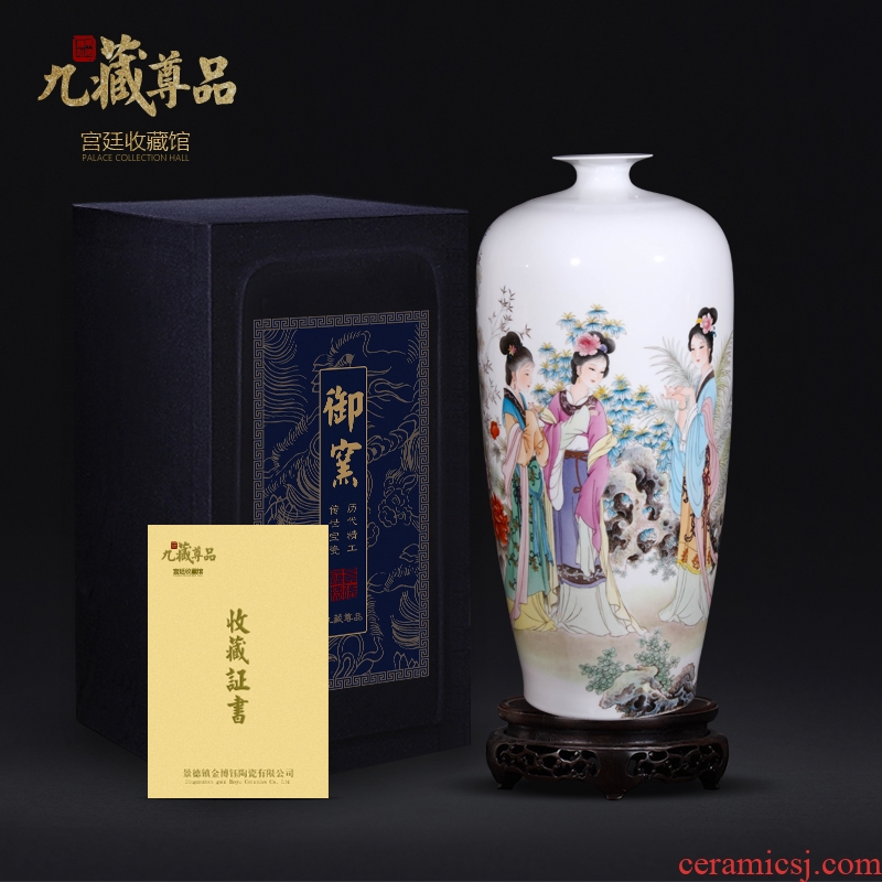 Jingdezhen ceramics dong-ming li hand-painted pastel vase Chinese style living room porch home decoration crafts