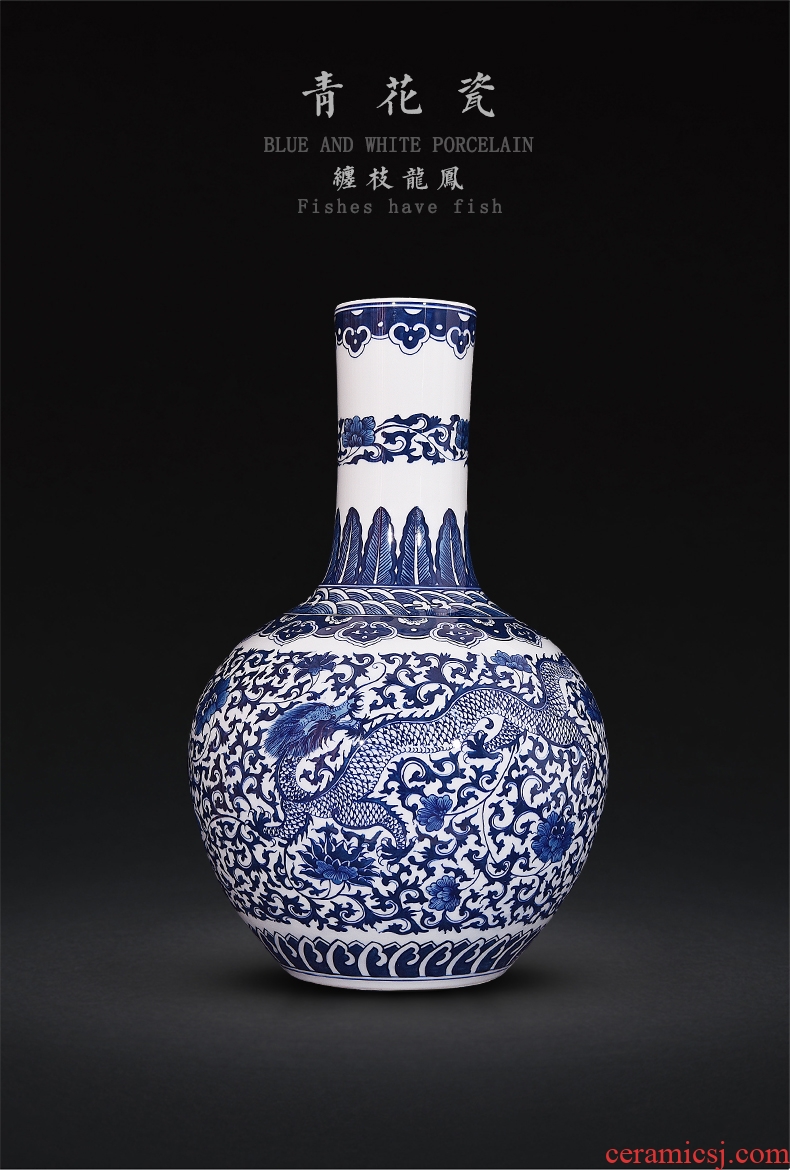 Jingdezhen ceramics ink lottery landscape family big vases, new Chinese style furnishing articles flower arrangement sitting room adornment handicraft - 584439670766