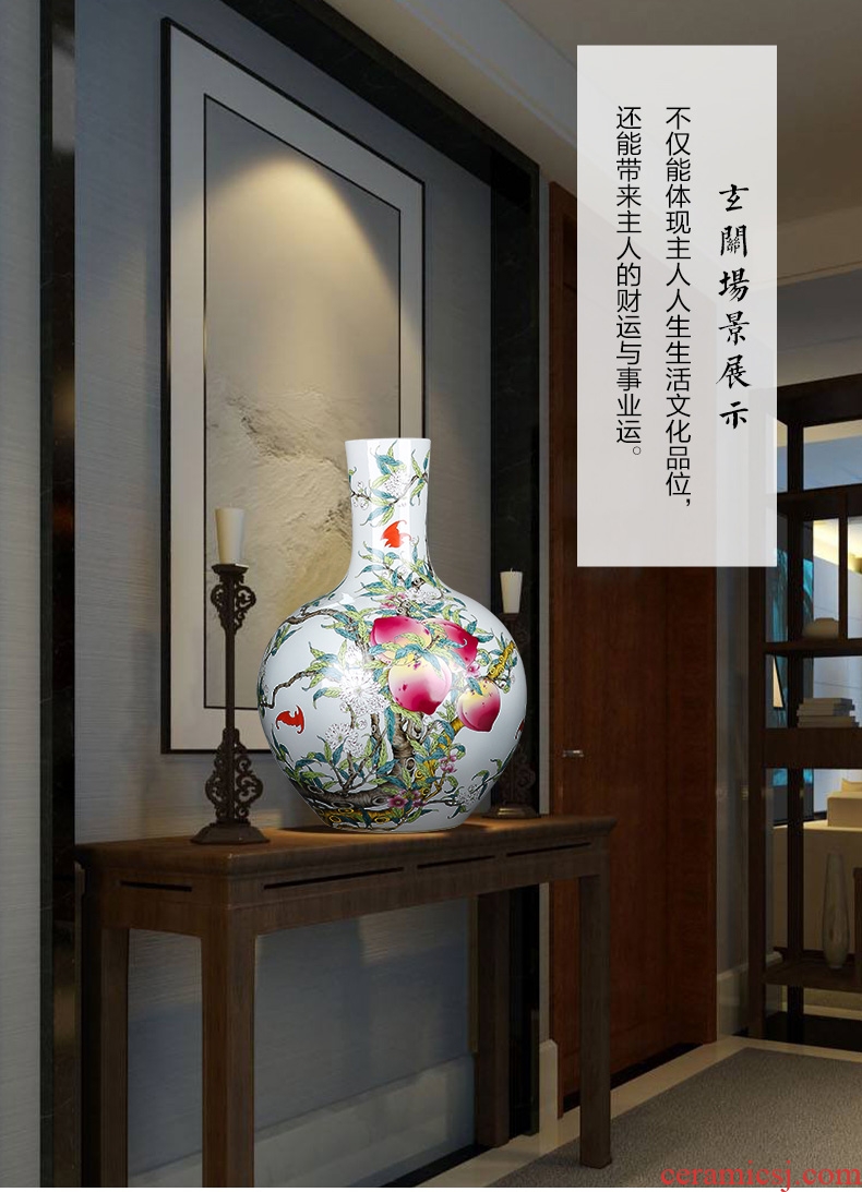Jingdezhen ceramics hand - carved antique Chinese shadow blue glaze vase home furnishing articles large sitting room - 602546825412
