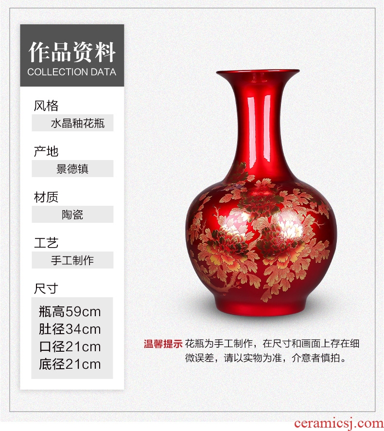 Jingdezhen ceramics of large vase furnishing articles furnishing articles flower arranging device youligong red wine sitting room adornment household - 602887003837