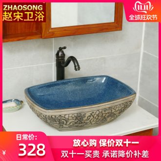 The Mediterranean retro ceramic artists on The stage basin square toilet lavabo tuba basin is a new Chinese style