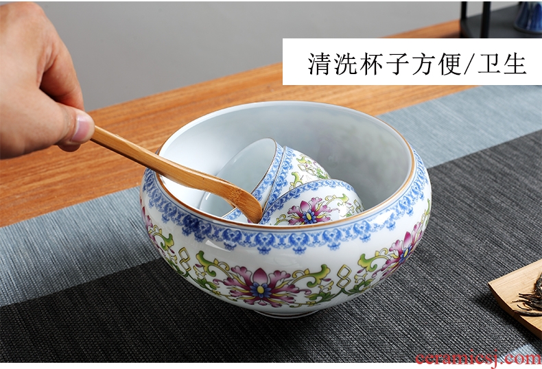 DH jingdezhen archaize home of kung fu tea set a complete set of ceramic powder enamel tureen teapot teacup office