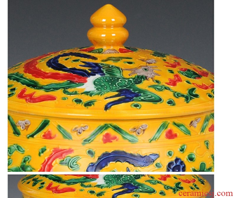 Classical continuous grain of archaize of jingdezhen ceramics powder enamel storage tank cover pot caddy fixings candy jar