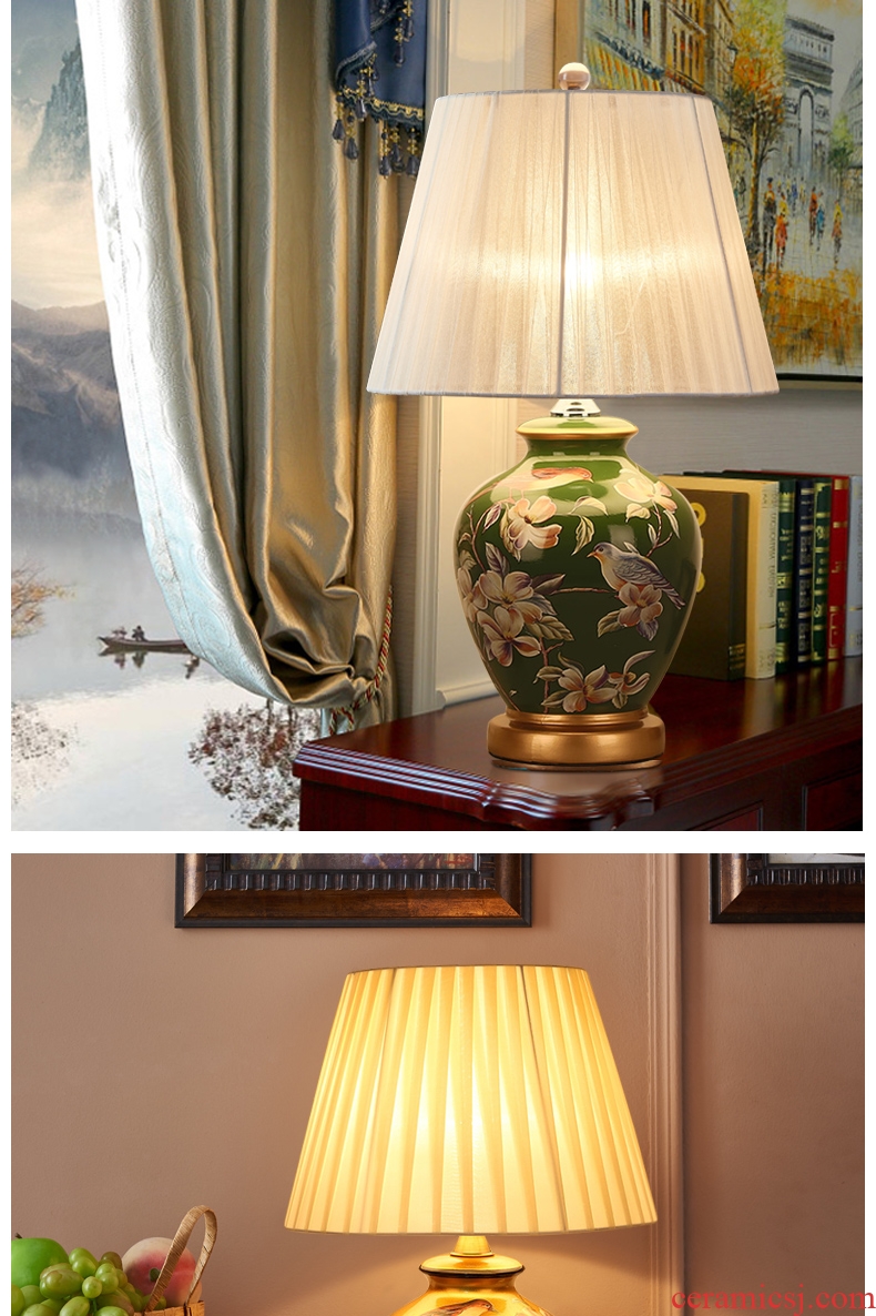 American country small desk lamp lamp of bedroom the head of a bed European creative ceramic contracted and contemporary sitting room warm wedding marriage room