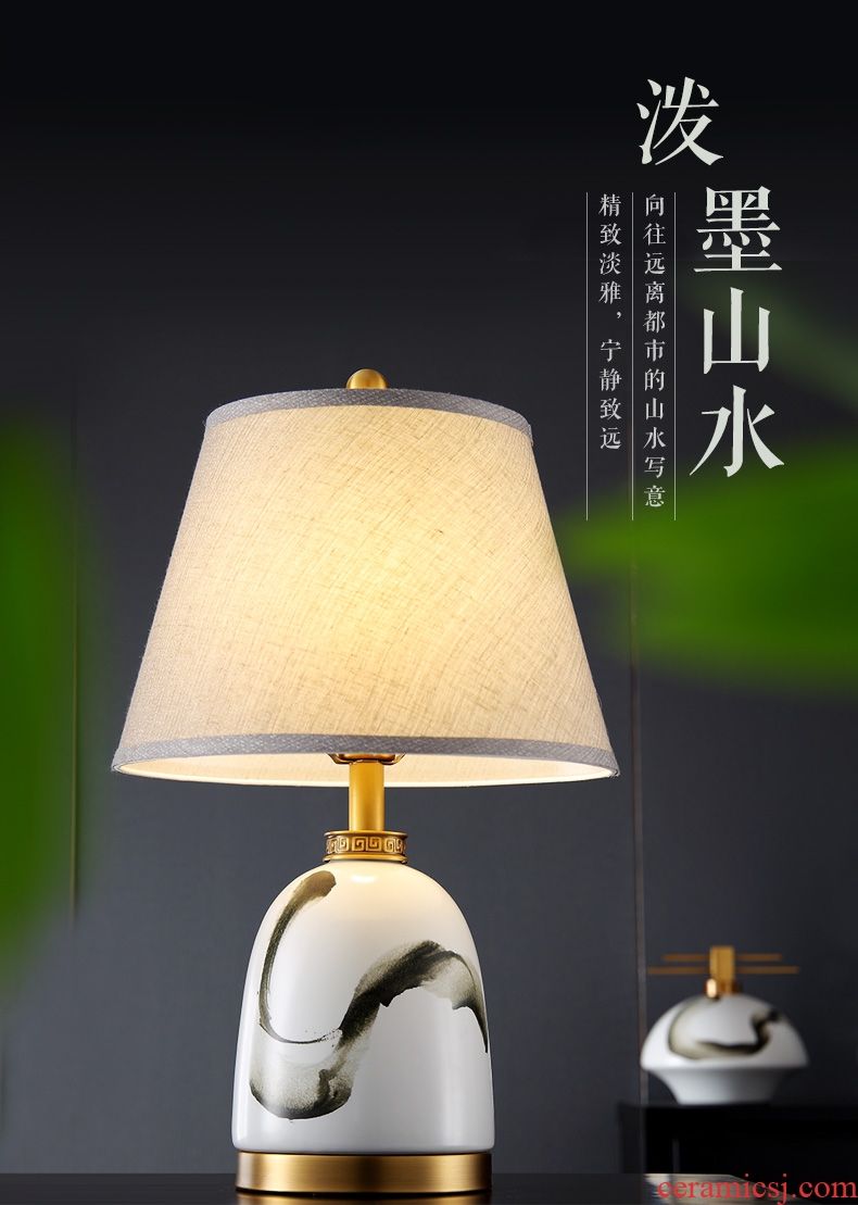 New Chinese style lamp ceramic decoration art study zen Chinese wind and I and contracted sitting room the bedroom of the head of a bed