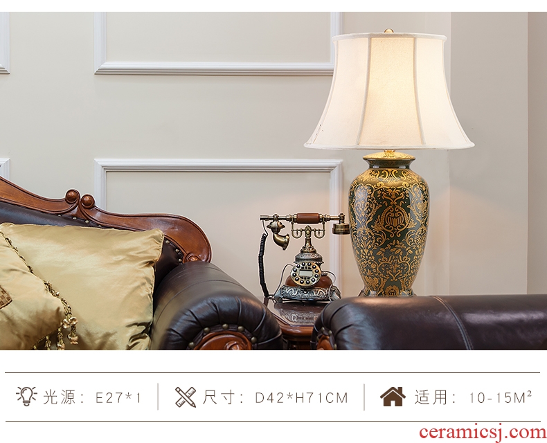 New Chinese style living room bedroom berth lamp between classical European - style villas American example all the copper ceramic lamp