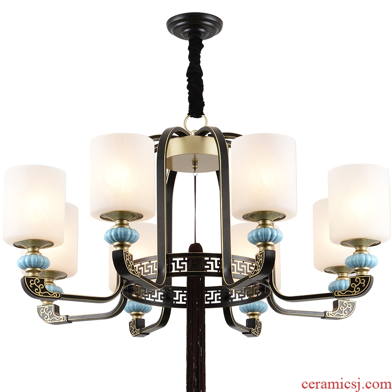 Jiao seven new Chinese style droplight sitting room light lamps and lanterns of I and contracted wind restoring ancient ways ceramic antique chandeliers China must take