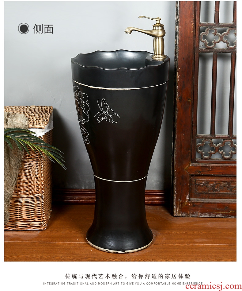 Archaize ceramic toilet one - piece basin balcony column type lavatory floor balcony column basin